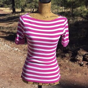 Lauren by Ralph Lauren Striped Boat Neck Top S